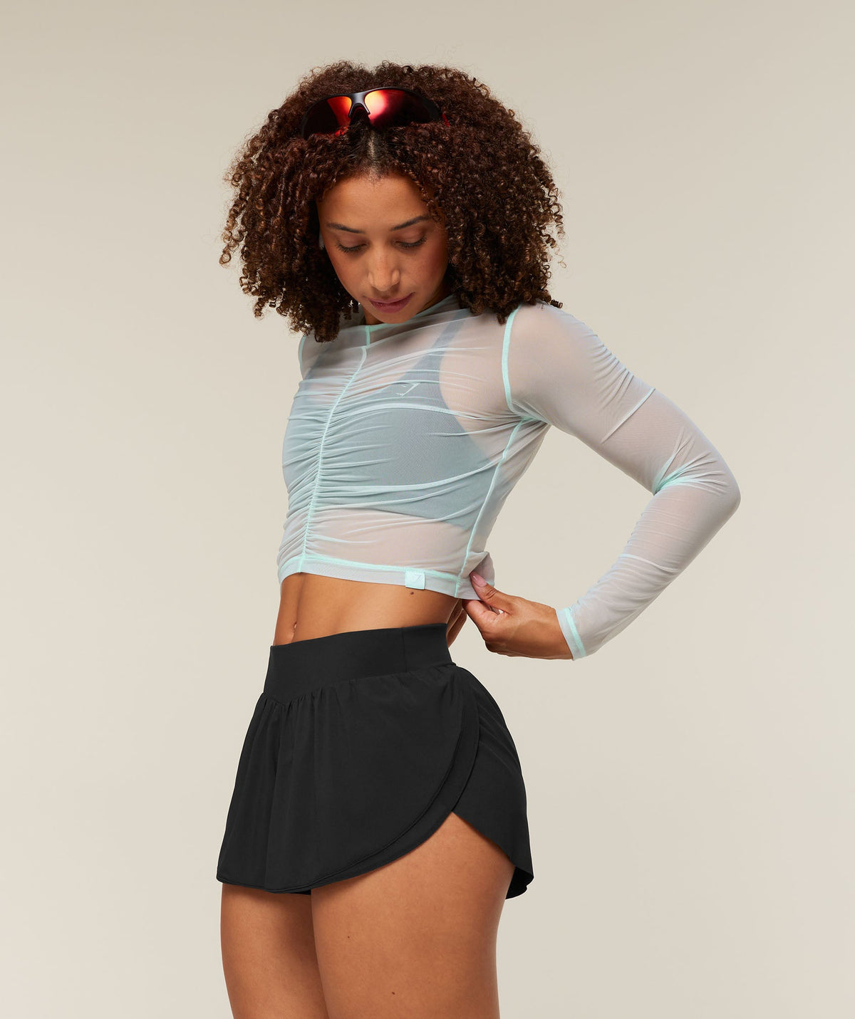 Hybrid Mesh Long Sleeve Top
